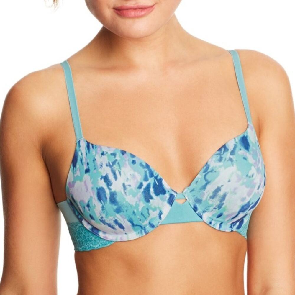 Maidenform FlexBack Underwire T Shirt Bra 38D Convertible Strap Blue Watercolor